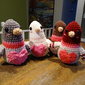 Crocheted Valentines Pigeons